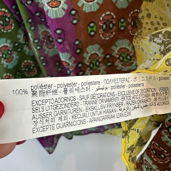 Zara Zodiac Printed Tie Front Sheer Blouse - Picture 8 of 8